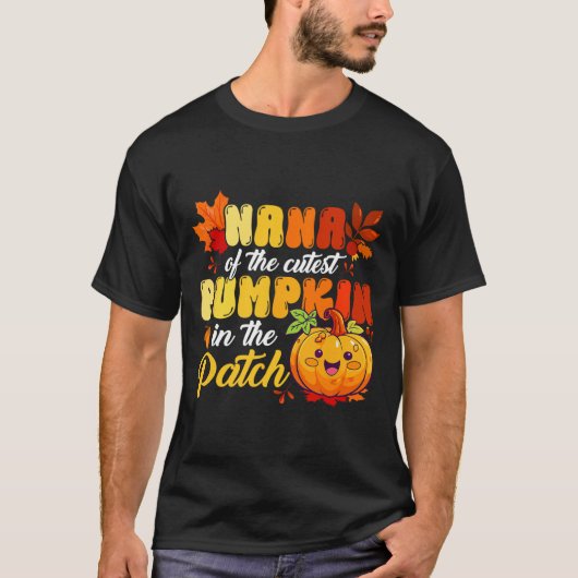 Nana van de Schattigee pompoen in de patch Thanksg T-shirt (Voorkant)