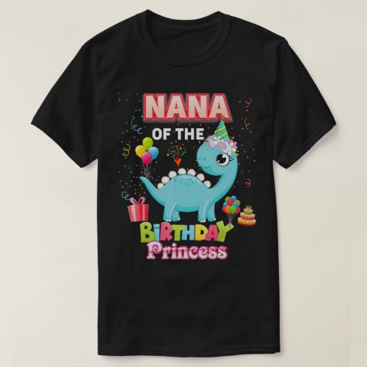 Nana van de verjaardag dinosaurus meisje bijpassen t-shirt (Design voorkant)