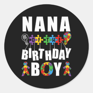 Nana van het verjaardagsjongetje Autism Awareness  Ronde Sticker