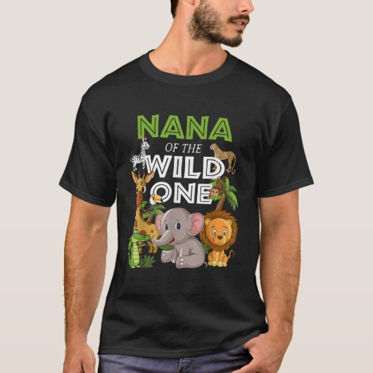 Nana van het Wild One Zoo Birthday Safari Oerwoud  T-shirt (Voorkant)