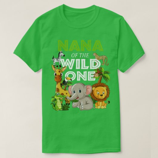 Nana van het Wild One Zoo Birthday Safari Oerwoud T-shirt (Design voorkant)