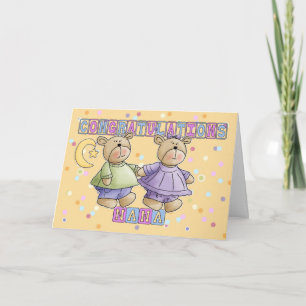 Nana voor nieuwe baby Twins Gefeliciteerd Kaart