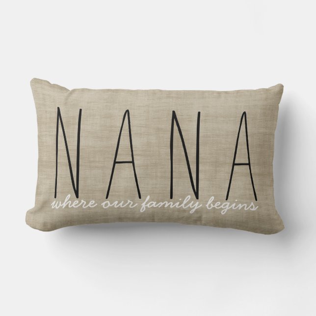 Nana... waar onze familie begint met oma Pillow Kussen (Voorkant)