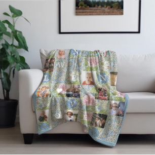Nana We houden van je Floral Patchwork Quilt 14 Fleece Deken