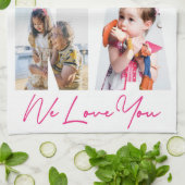 Nana We houden van je foto Collage Keepslag   Theedoek (Gevouwen)