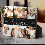 NANA We houden van je hart Moderne 6 Foto Collage Fotoplaat<br><div class="desc">We houden van je Nana! Cute, modern aangepaste fotocollage plaque aan show oma hoeveel ze van haar hield. We houden van dit handgeschreven script met hartbloei, waardoor dit een hartverwarmend keepascadeau is voor een geliefde grootouder. Personaliseer met 12 favoriete afbeeldingen en uw persoonlijke boodschap en namen. Verkrijgbaar in veel andere...</div>