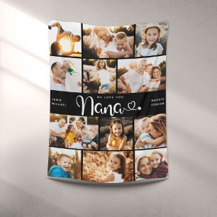 Nana We houden van je hart Moderne Foto Collage Fl Fleece Deken