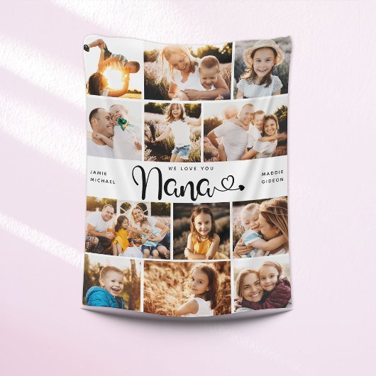 Nana We houden van je hart Moderne fotocollage Fleece Deken