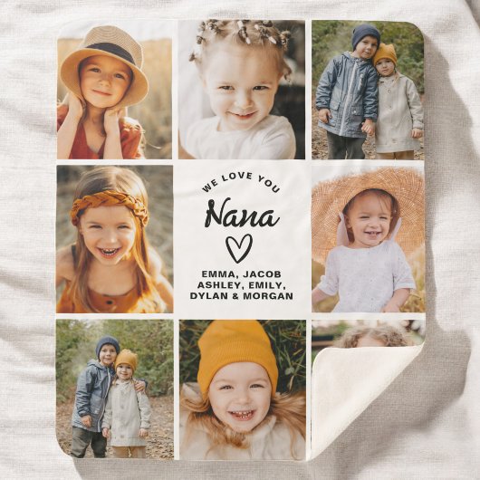 Nana We houden van je hart Moderne fotocollage Sherpa Deken