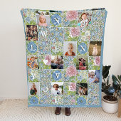 Nana We Love You | Bloemstuk Patchwork Dekbed 14 F Fleece Deken