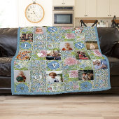 Nana We Love You | Bloemstuk Patchwork Dekbed 14 F Fleece Deken