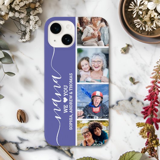 Nana we Love You Collage Photo Grandchildren Case-Mate iPhone Case