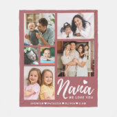 Nana We Love You Heart Grandkids 6 Photo Collage  Fleece Deken (Voorkant)