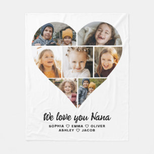Nana We Love You Heart Moderne Fotocollage Fleece Deken