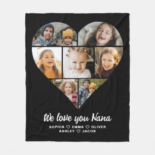 Nana We Love You Heart Moderne Fotocollage Fleece Deken
