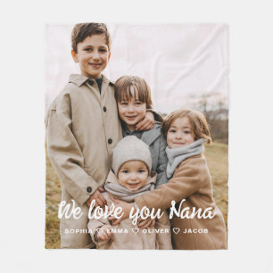 Nana We Love You Hearts Modern Single Photo Fleece Deken