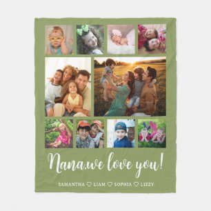 Nana We Love You Kleinkinderen 10 Foto Collage Gro Fleece Deken