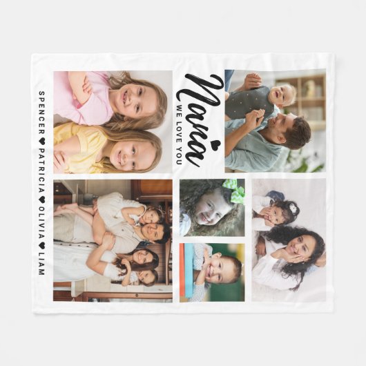 Nana We Love You Kleinkinderen Namen Foto Collage Fleece Deken (Voorkant (Horizontaal))