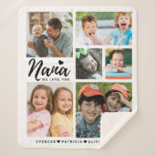 Nana We Love You Kleinkinderen Namen Foto Collage Sherpa Deken (Voorkant)