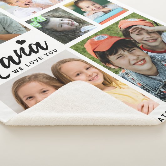 Nana We Love You Kleinkinderen Namen Foto Collage Sherpa Deken (3/4)