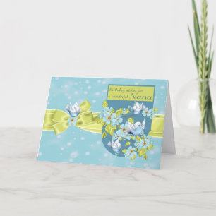 Nana, Wenskaart op de geboorte met vogels Kaart