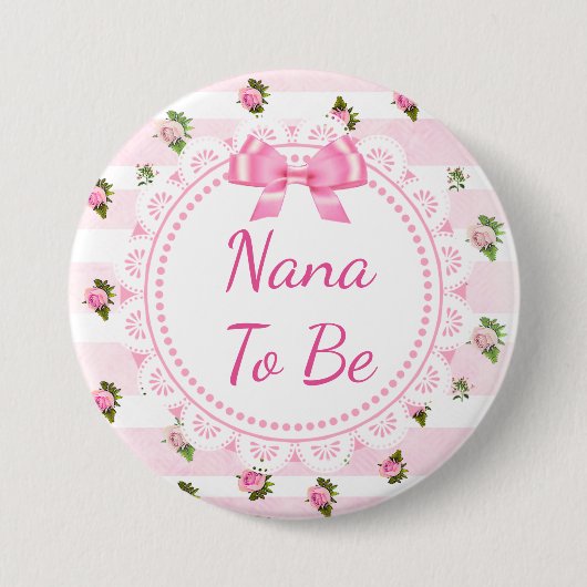 Nana wordt Baby shower Button Pink Roses (Voorkant)