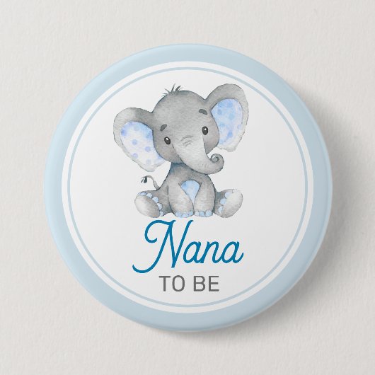 Nana wordt New Granny Baby Boy Shower Elephant Ronde Button 7,6 Cm (Voorkant)