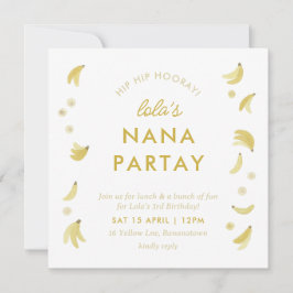 Nana Yellow Gingham Banana Party Verjaardag Kaart