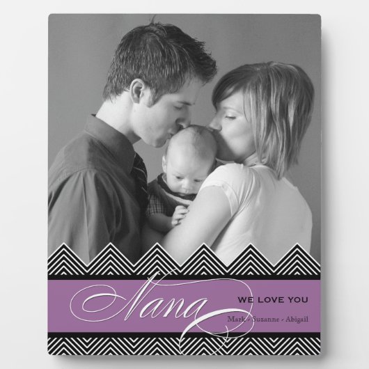 Nana Zig Zag Chevron Moderne Gepersonaliseerde Fot Fotoplaat (Voorkant)