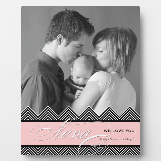 Nana Zig Zag Chevron Moderne Gepersonaliseerde Fot Fotoplaat (Voorkant)