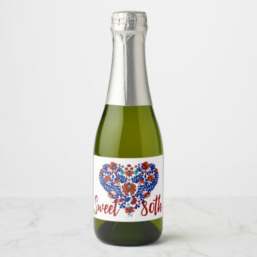 Nana's 80ste verjaardag / Hongaarse rustieke Matyo Sparkling Wijnetiket (Voorkant)