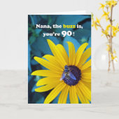 Nana's 90e verjaardag met Bee bij de bloem Kaart (Gele Bloem)