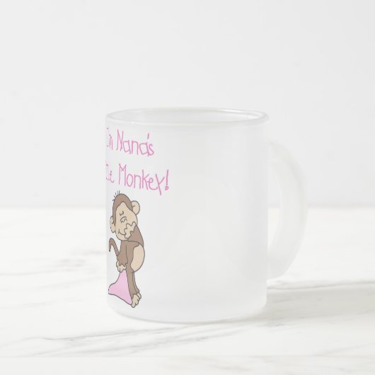 Nana's aap - Roze T-shirts en cadeautjes Matglas Koffiemok (Voorkant rechts)