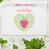 Nana's aardbeienhartherinneringen theedoek (Gevouwen)