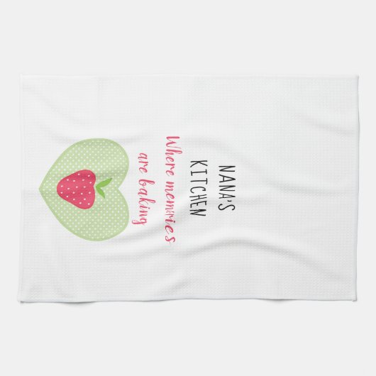 Nana's aardbeienhartherinneringen theedoek (Horizontaal)