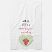 Nana's aardbeienhartherinneringen theedoek (Verticaal)