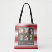 Nana's Blessings Fotocollage Rood & Wit Strepen Tote Bag (Voorkant)