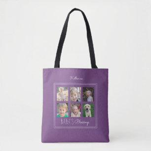 Nana's Blessings Photo Collage Paars Tote Bag