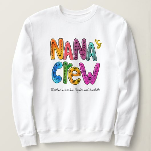 Nana's Crew Typography Custom Monogram Trui (Design voorkant)