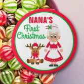 Nana's eerste kerstknop ronde button 7,6 cm
