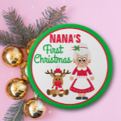 Nana's eerste kerstknop ronde button 7,6 cm