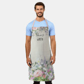 Nanas Garden Painted Floral Blush Paarse Butterfly Schort (Gedragen)