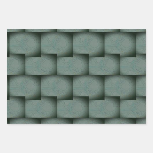 Nana's hart (zwart en grijs) inpakpapier vel (Voorkant)