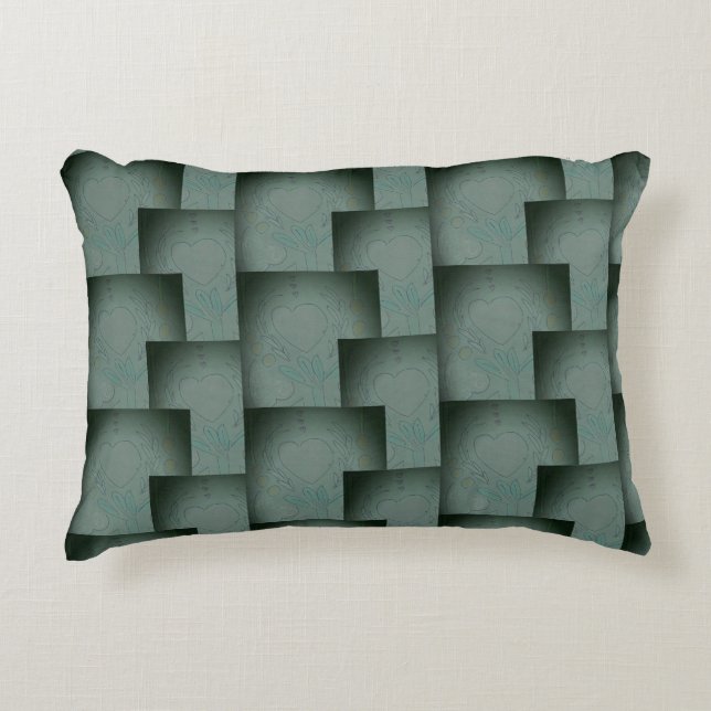 Nana's Hearts  (Black & Gray) Accent Kussen (Voorkant)