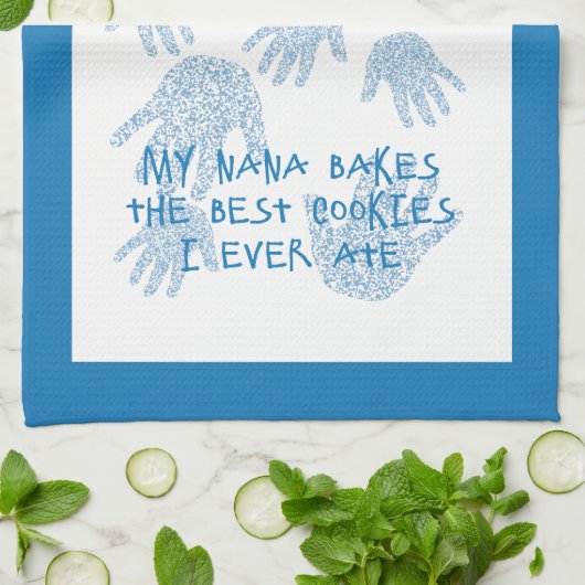 Nana's keuken Blauw Grootmoeder cadeau Theedoek (Gevouwen)