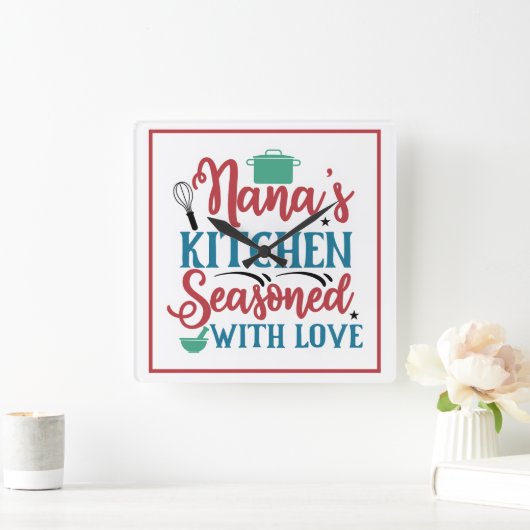 Nana's Keuken Doorspekt met Liefde Vierkante Klok (Huis)