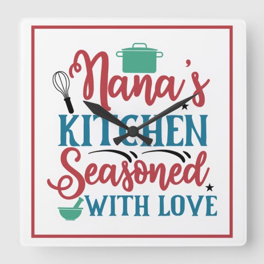 Nana's Keuken Doorspekt met Liefde Vierkante Klok (Voorkant)