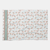 Nana's Keuken Koraal en Groene Bloemen Waterverf Theedoek (Horizontaal)