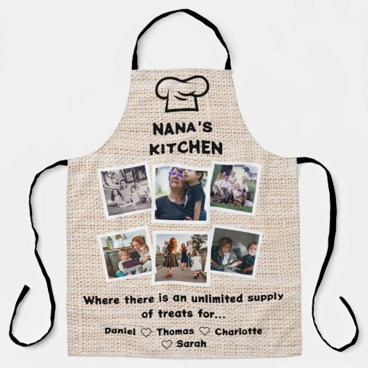 Nana's Keuken Met Custom 6 Foto's & Namen Schort (Voorkant)