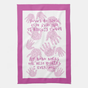 Nana's keuken Orchidee Paars Grandmoeder gift Theedoek